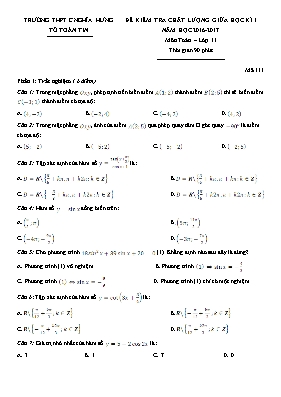 Đề kiểm tra chất lượng Toán 11 - Mã đề 111 - Năm học 2016-2017 - Trường THPT C Nghĩa Hưng
